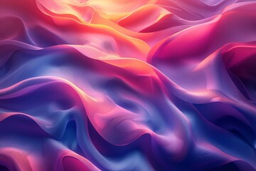 Obraz premium Vibrant Abstract Wavy Fabric Texture with Mesmerizing Gradient Colors of Pink, Purple, and Blue Illuminated by Soft Lightabstract