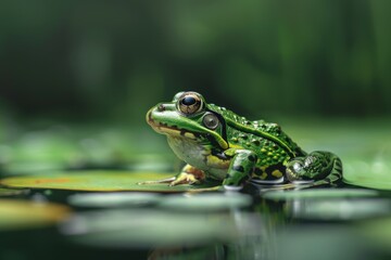 Obraz premium Pool Frog, Macro,Left side view