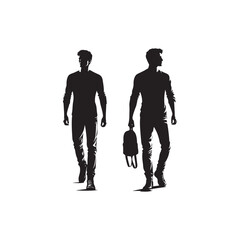 Man in jacket standing with hand in his pocket, side view, isolated vector silhouette