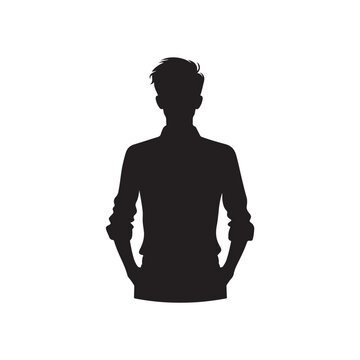 recommend clip art: Man in jacket standing with hand in his pocket, side view, isolated vector silhouette