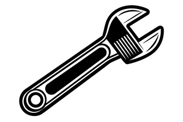 Plumbing tool adjustable wrench. vector drawing