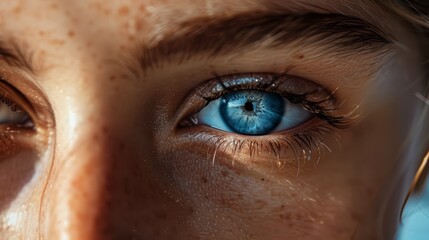 Fototapeta premium A close-up of a pair of bright blue eyes