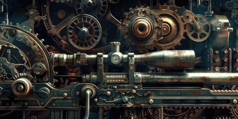 Fototapeta premium Sniper in Detailed Steampunk Gear