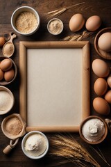 Culinary Frame with Wheat Stalks and Flour