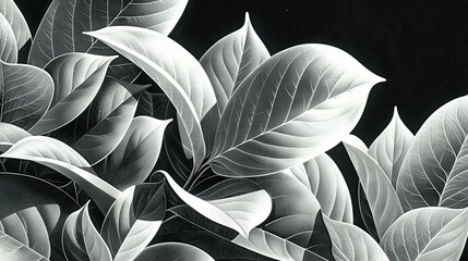  A B&W photo showcases a lush plant with numerous leaves on top and some at the base