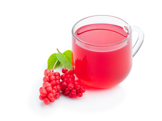 Schisandra berry juice in glass mug isolated on white