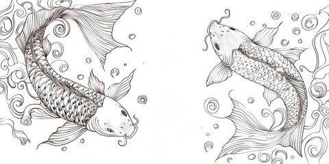 Traditional Japanese Koi Fish Illustration