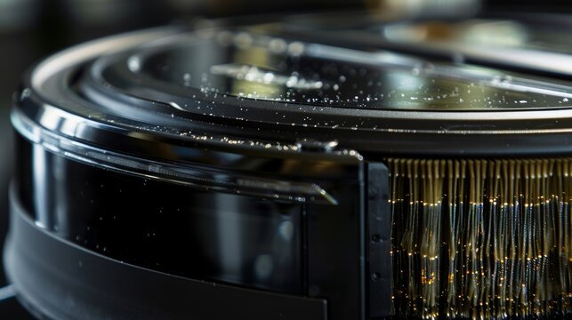 Magnified view of the filter on a robot vacuum showcasing its highefficiency in capturing even the finest particles for a fresher and cleaner home.