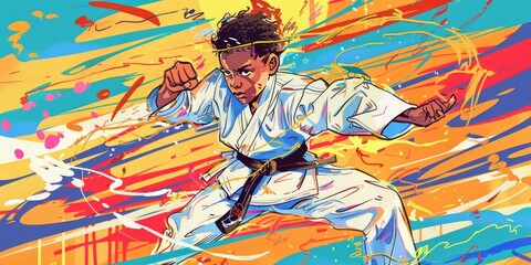 Karate Kid in Dynamic Illustration