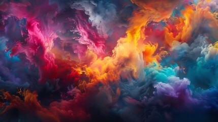 Colors collide and converge on the canvas, as liquid joy pours forth in a kaleidoscope of vibrant hues, breathing life into the realm of imagination.