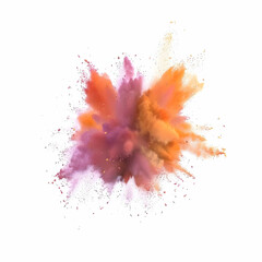 Colored powder explosion. Abstract closeup dust on backdrop. Colorful explode. Paint holi, Freeze motion of color powder exploding on white background.