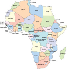 Editable vector file of Africa with countries and country names labeled.