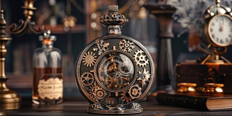Vintage Perfume Bottle in Steampunk Style