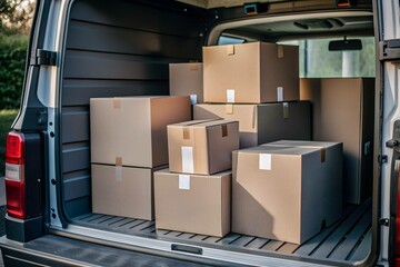Boxes in the truck ready to move to a new location