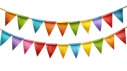 Fototapeta premium Patterned bunting for party decoration isolated on transparent background