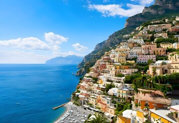 Naklejka premium A view of the Italian village of Positano