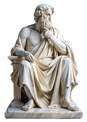Classical marble statue of philosopher isolated on transparent background