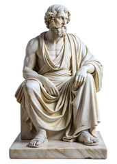 Classical marble statue of philosopher isolated on transparent background