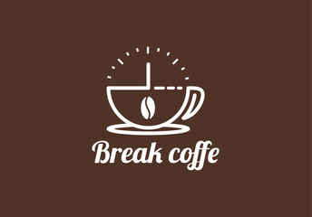 logo of a cup of coffee with a clock symbol
