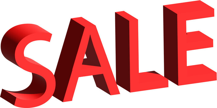 The word SALE written in red, 3d, isolated on transparent background