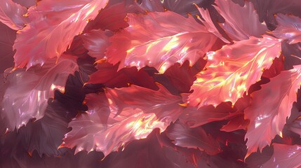   A close-up of vibrant pink and red foliage against a black and white backdrop, with a soft focus effect