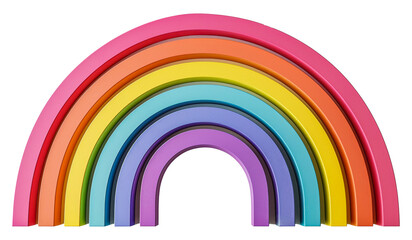 Obraz premium Colorful wooden rainbow toy isolated on transparent background