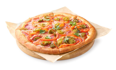 Delicious hot pizza Diablo isolated on white