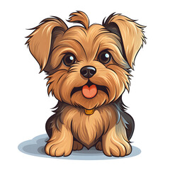 Happy Yorkshire Terrier clipart sitting on white background