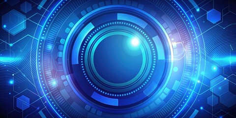 Obraz premium Vibrant blue gradient circle shape background with dynamic geometric shapes composition, perfect for modern graphic design, futuristic concept, and digital technology representation.