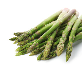 Fresh green asparagus stems isolated on white