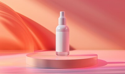 High-End White Skincare Product on Circular Podium with Gradient Background