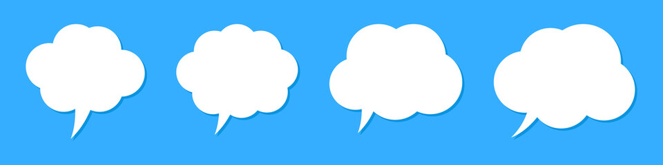 Thought bubble icon, thinking cloud icon for apps and websites. Set of speech bubbles. Speak bubble text, cartoon chatting box, message box.	