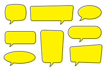 Obraz premium Chat bubble in yellow, quote background, Speech bubble, message box set.