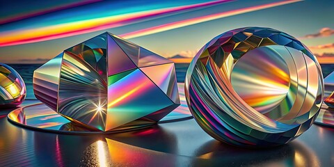 Rainbow-colored reflections created by sunlight, forming a vibrant background