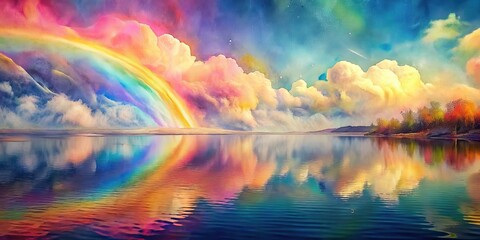 Rainbow-colored reflections created by sunlight, forming a vibrant background