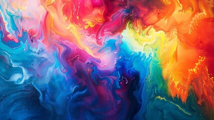 Fototapeta premium Colors dance and swirl on the canvas, as liquid joy transforms into a kaleidoscope of vibrant hues, sparking the imagination to soar.