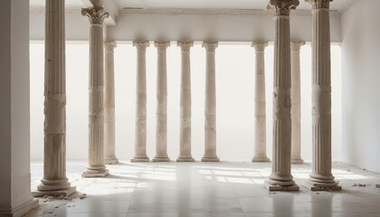 Fototapeta premium remains of columns from the Roman Empire, isolated white background. 