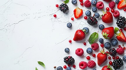 White backdrop with an assortment of berries