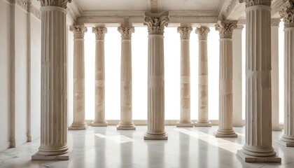 Naklejka premium remains of columns from the Roman Empire, isolated white background.