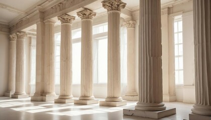 Naklejka premium remains of columns from the Roman Empire, isolated white background.