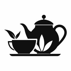 Tea house Logo Icon silhouette vector art illustration