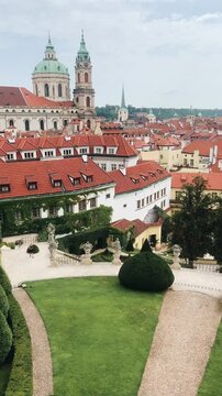 Panoramic view of Vrtbovska Park in Prague in summer