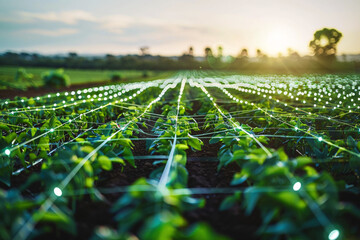 Field of crops utilizing innovative farming techniques with technology integration for increased efficiency