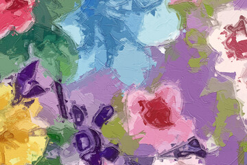 Oil paintings and various flowers, lotus leaves, lotus flowers, fish, roses, peonies, butterflies, cranes, chrysanthemums, all beautiful