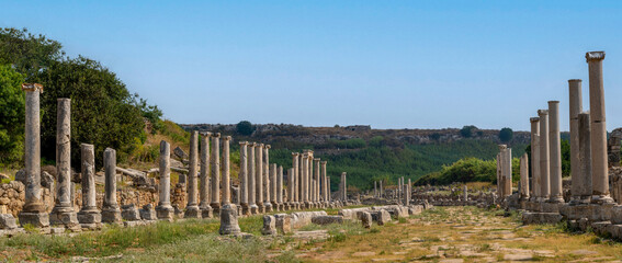 The Ancient City of Perge in Antalya on a sunny day