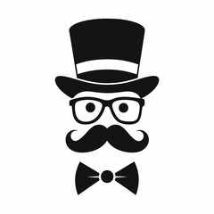 mustache and bow tie silhouette vector art illustration 