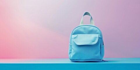 Stylish Light Blue Backpack on Vibrant Pastel Background for School or Travel