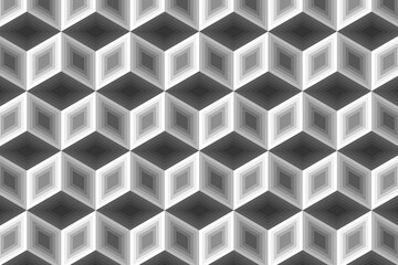 Abstract cube pattern on white background. Isometric, 3d space looks like optical illusion	