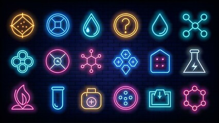 Elements line icons collection. Oxygen, Hydrogen, Carbon, Nitrogen, Calcium, Iron, Magnesium vector and linear illustration. Neon,Chlorine,Sodium outline signs set