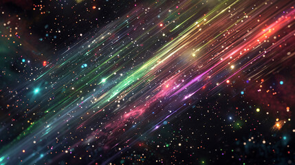 Fototapeta premium vhs vlog grainy video of dark sky with streaks of light, glitch art on dark background, film texture scratch, dust and light , copy space